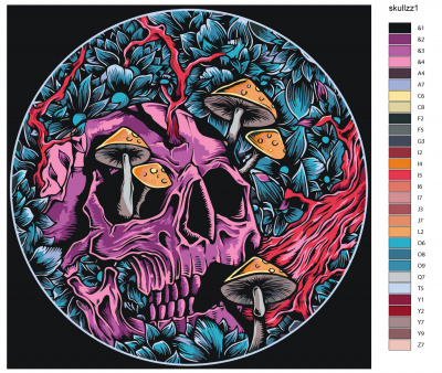 Картина по номерам, 100 x 100, NA-skullzz1