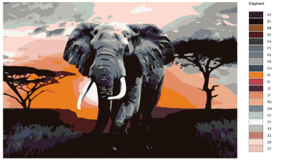 Картина по номерам, 80 x 120, KTMK-Elephant